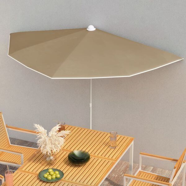 vidaXL Halve Parasol Taupe 180x90 cm - 40% Korting!