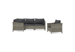 Tuinstoel Poly Rattan Grijs + Kussens -84% Korting!