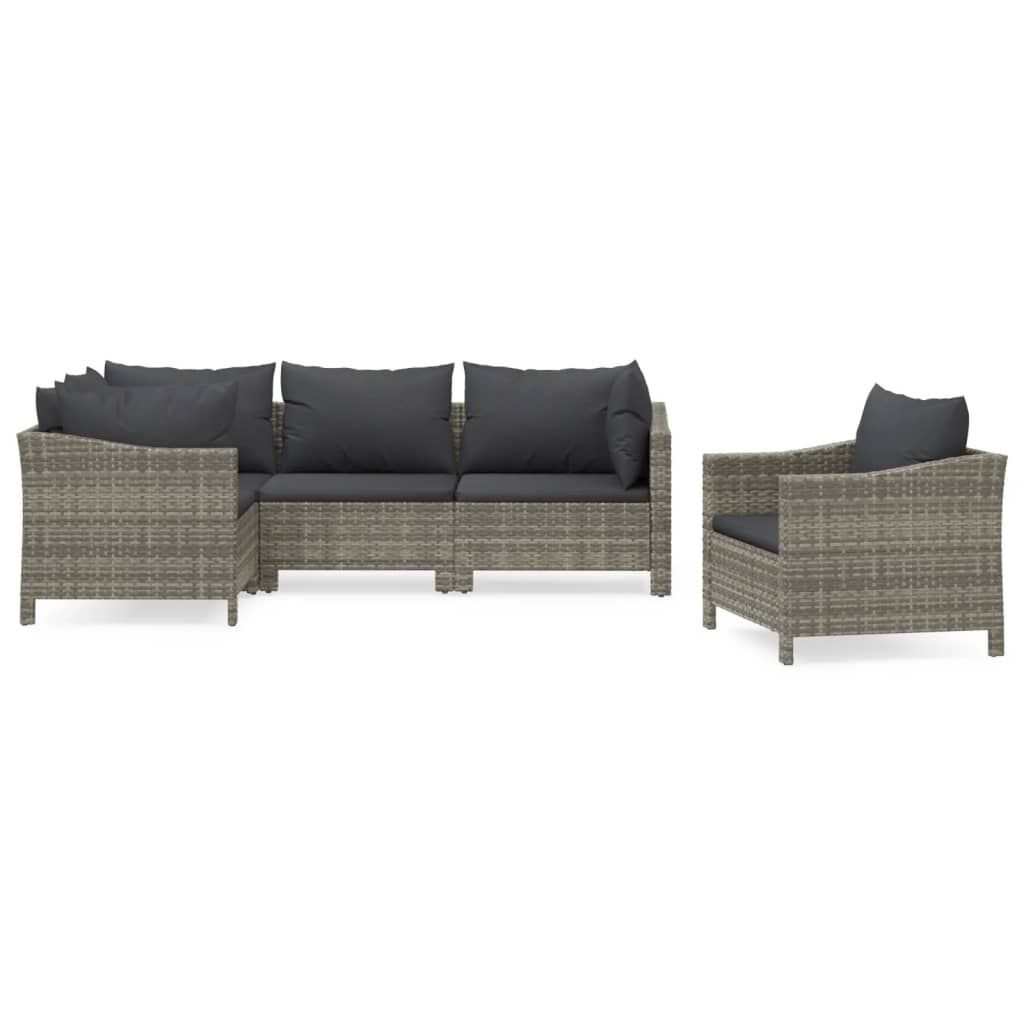Tuinstoel Poly Rattan Grijs + Kussens -84% Korting!