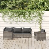 Tuinstoel Poly Rattan Grijs + Kussens -84% Korting!