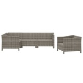 Tuinstoel Poly Rattan Grijs + Kussens -84% Korting!