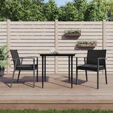 VidaXL Tuinstoelen Zwart (2 st.) + Kussens - 46% Korting!