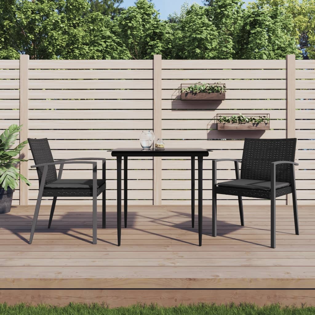 VidaXL Tuinstoelen Zwart (2 st.) + Kussens - 46% Korting!