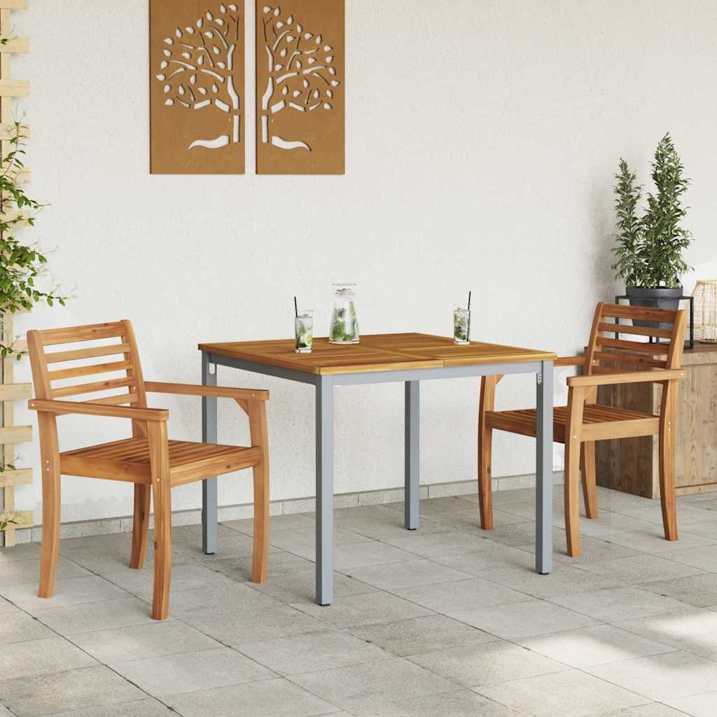 vidaXL Buitentafel 90x90cm Natuur/Grijs - 46% Korting!