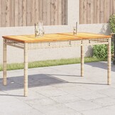 VidaXL Tuintafel Rattan & Acaciahout Beige - 46% Korting!