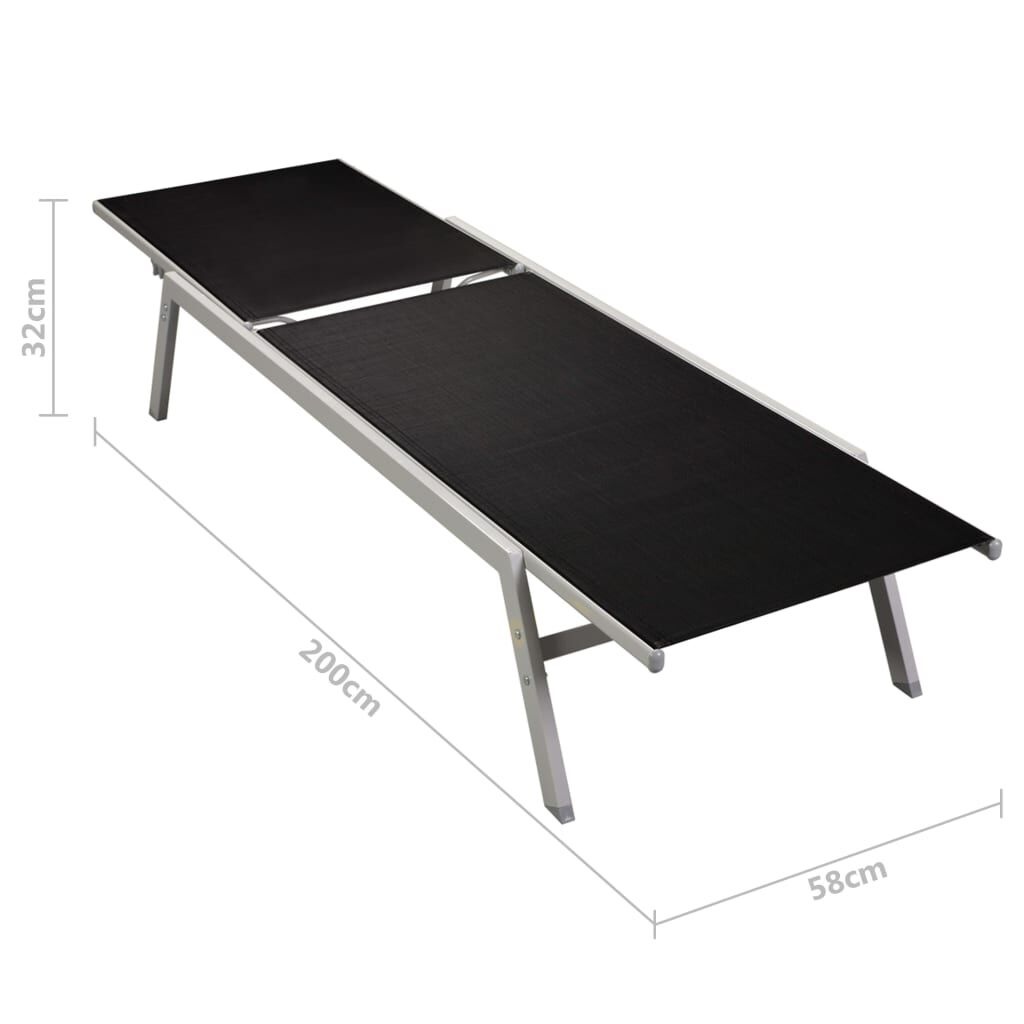 Ligbedden Set (2) + Tafel - Zwart - BESCHADIGD - 68% Korting!