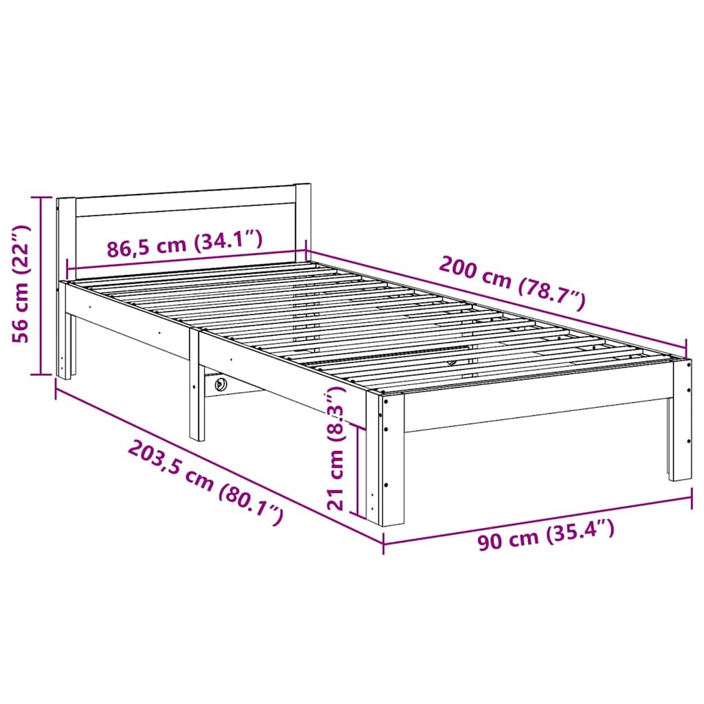 Grenen Bedframe 90x200 Wit - Zo Goed Als Nieuw - 46% Korting!