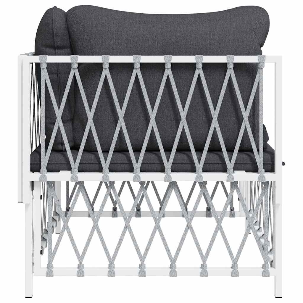 vidaXL Tuinhoekbank Wit met Kussens -50%! Zo Goed Als Nieuw