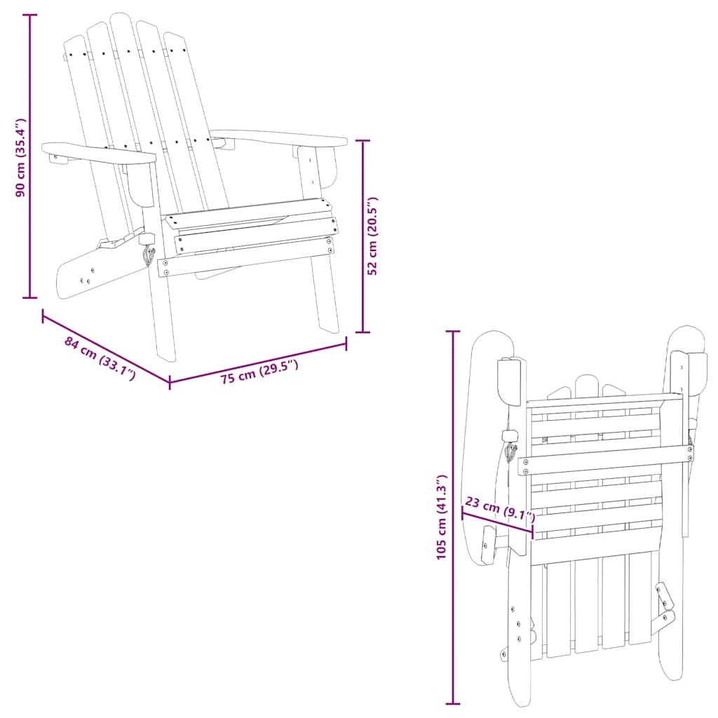 VidaXL Adirondack Tuinstoel met Voetensteun - Acaciahout (46% Korting!)