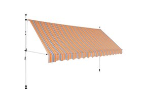 VidaXL Luifel Uittrekbaar 400cm Geel/Blauw Streep - 51% Korting!
