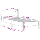 VidaXL Bedframe Massief Grenenhout 75x190cm - 41% Korting! Ongebruikt!