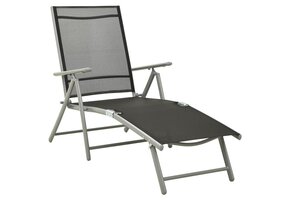 VidaXL Inklapbaar Ligbed Textileen & Aluminium Zwart/Zilver - 70% Korting!