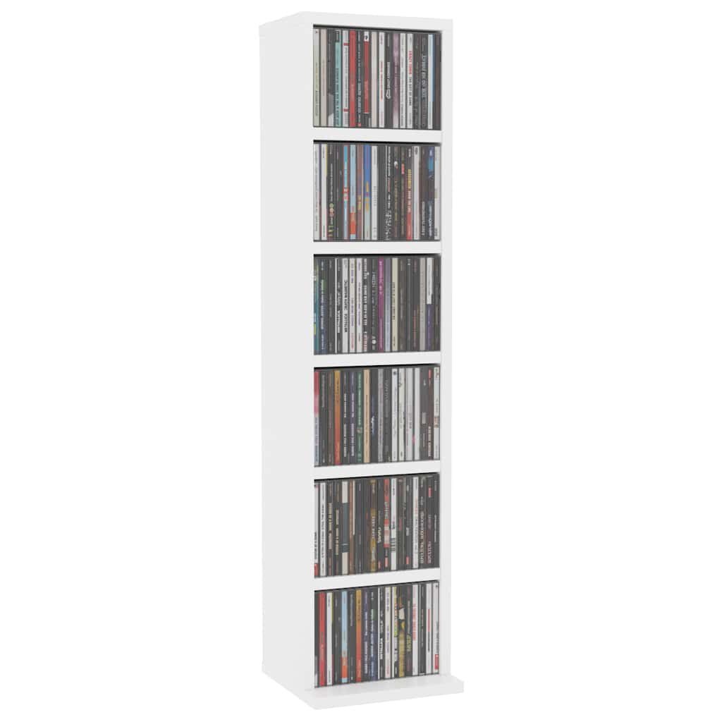 VidaXL CD-kast Wit - 55% Korting! - Bewerkt Hout - 21x20x88 cm