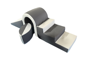 Foam Blokken Soft Play Brug met Glijbaan - Wit/Grijs | 40% Korting!