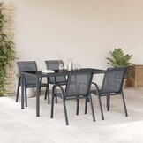 vidaXL Tuinstoelen Stapelbaar 4 st. Textileen Grijs - 40% Korting!