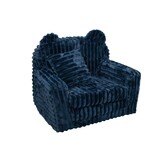 Kinderfauteuil & Slaapbankje - Blauw Corduroy - 40% Korting! Nu Slechts 1 Beschikbaar!