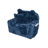Kinderfauteuil & Slaapbankje - Blauw Corduroy - 40% Korting! Nu Slechts 1 Beschikbaar!