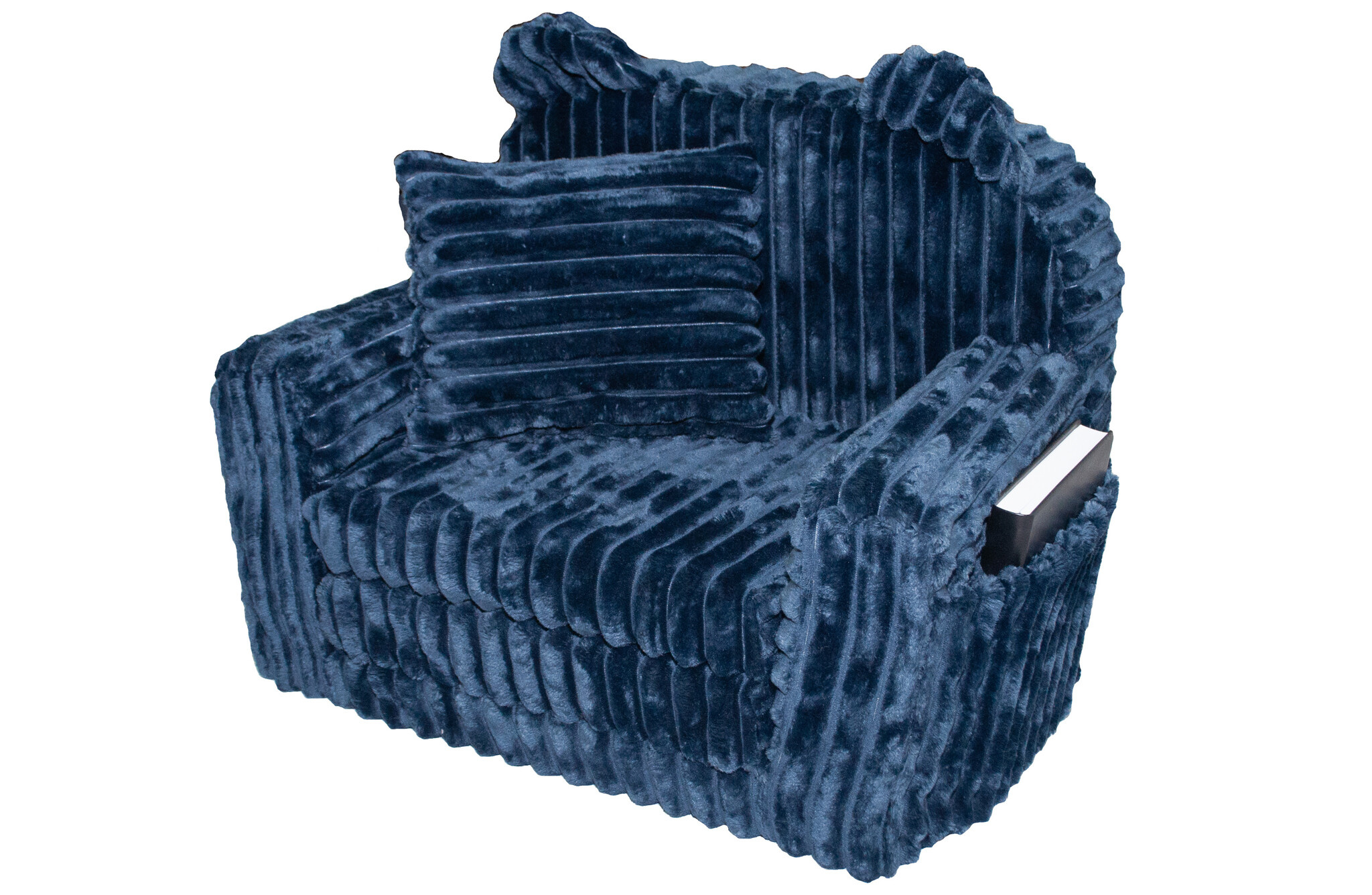 Kinderfauteuil & Slaapbankje - Blauw Corduroy - 40% Korting! Nu Slechts 1 Beschikbaar!