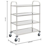 vidaXL Keukentrolley 4-laags RVS - 55% Korting! Nu 1 op voorraad!