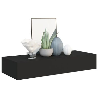 VidaXL Wandschap met Lade - Zwart | 60x23.5x10 cm | -40% Korting!