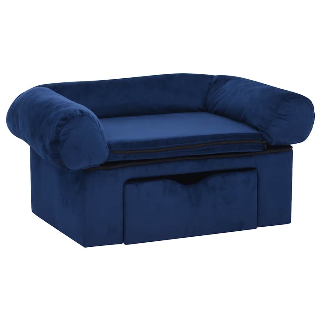 vidaXL Hondenbank Blauw Pluche met Lade - 40% Korting! (75x50x38 cm)