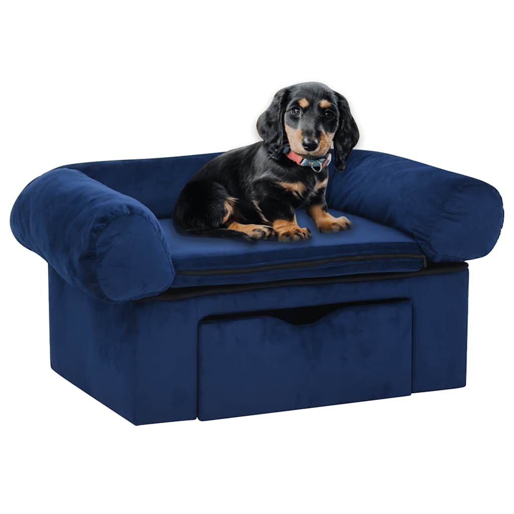 vidaXL Hondenbank Blauw Pluche met Lade - 40% Korting! (75x50x38 cm)