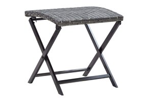 vidaXL Inklapbare Poly Rattan Kruk - Grijs - 55% Korting - Lichte Krasjes