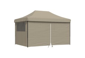 vidaXL Partytent Pop-Up Taupe - 4 Zijwanden - 40% Korting!