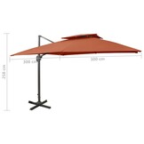 Zweefparasol 300x300cm Terracotta - 56% Korting! Exclusief bij Retoertje.nl