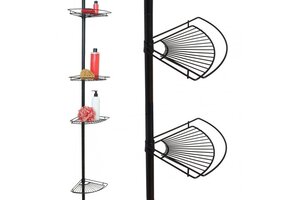 Telescopisch Douche Rek Zwart - 51% Korting! 2 Niveaus