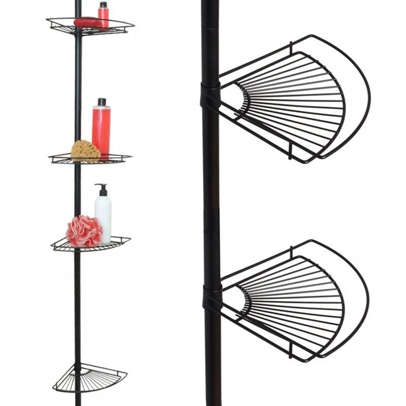 Telescopisch Douche Rek Zwart - 51% Korting! 2 Niveaus