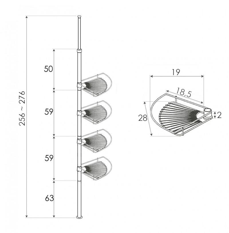 Telescopisch Douche Rek Zwart - 51% Korting! 2 Niveaus