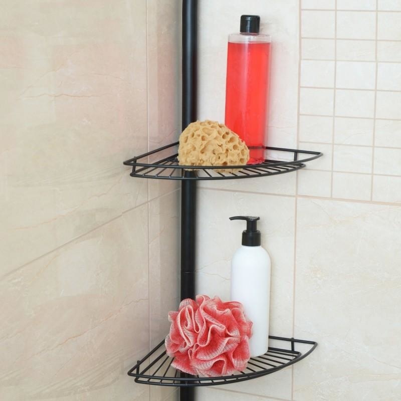 Telescopisch Douche Rek Zwart - 51% Korting! 2 Niveaus