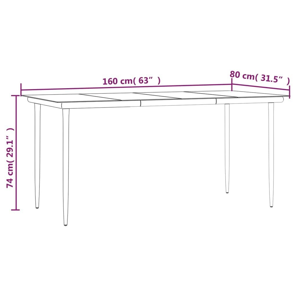 VidaXL Tuintafel Staal/Gehard Glas Zwart 160x80x74cm | 59% Korting!