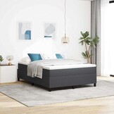 vidaXL Boxspring Bed Donkergrijs 140x200cm Katoen - 35% Korting!