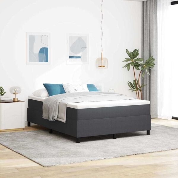 vidaXL Boxspring Bed Donkergrijs 140x200cm Katoen - 35% Korting!