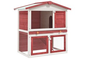 vidaXL Konijnenhok Buiten Hout Rood - Nu 55% Korting!