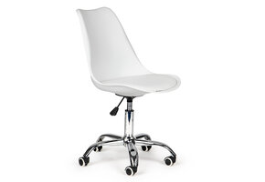 Bureaustoel Wit - In Hoogte Verstelbaar & Met Wielen - 40% Korting!