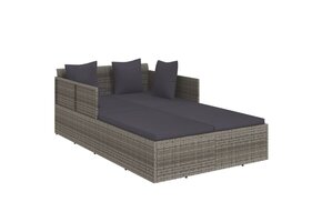 vidaXL Ligbed Poly Rattan Grijs (59% Korting!) - Licht Beschadigd