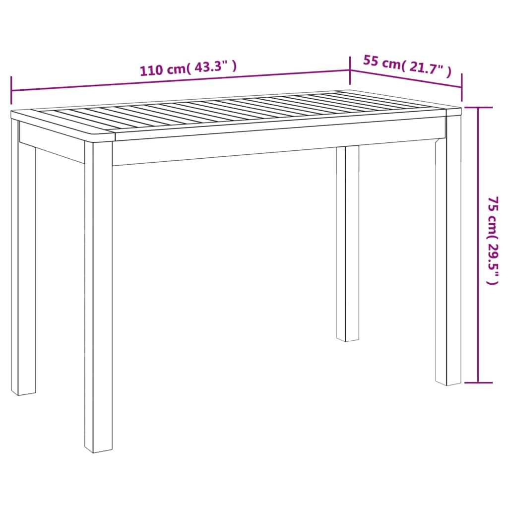 VidaXL Tuintafel Massief Acaciahout - 110x55x75 cm - 41% Korting!