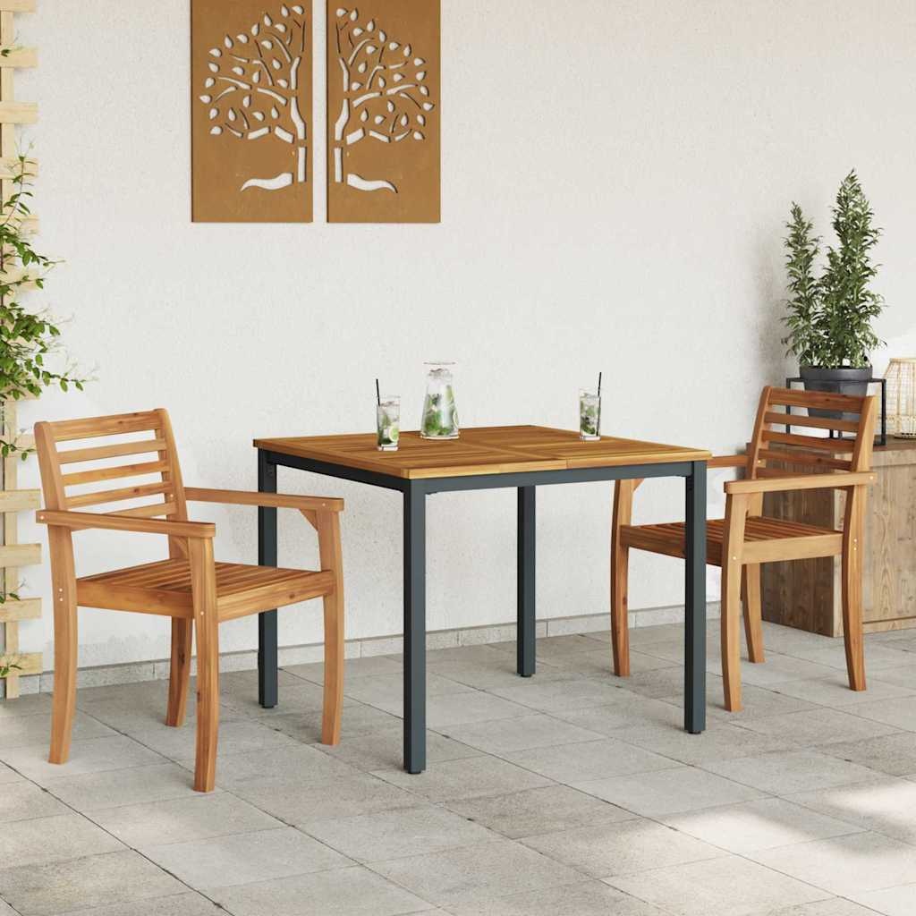 vidaXL Tuintafel Acaciahout Naturel/Zwart - 46% Korting!