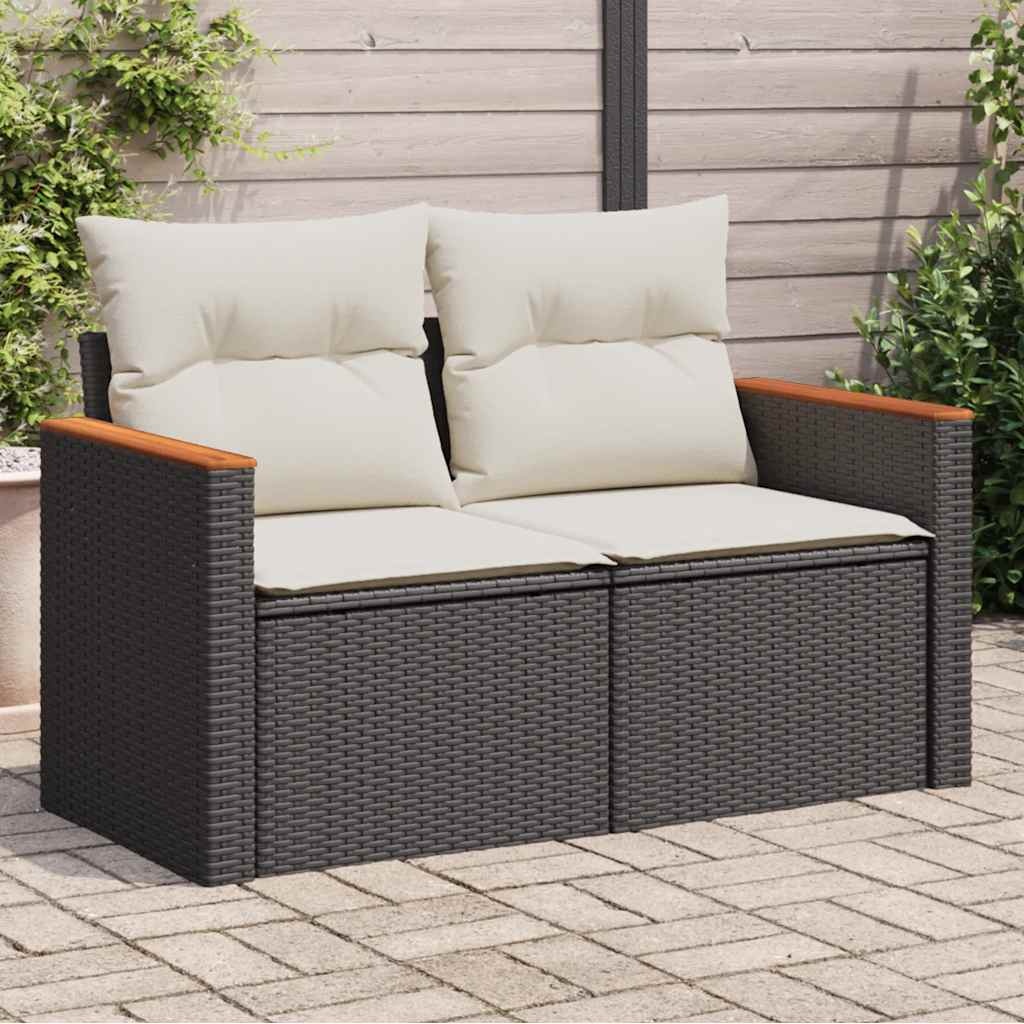 VidaXL Tuinbank 2-zits Poly Rattan Zwart - -46% Korting!