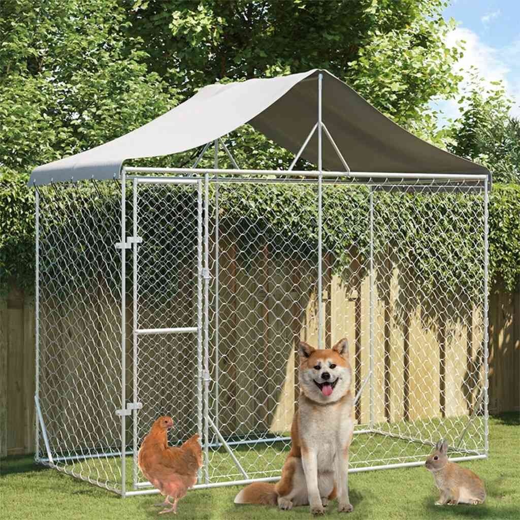 VidaXL Hondenkennel met dak - 3x1,5x2,5m - Gegalvaniseerd Staal - 40% Korting!