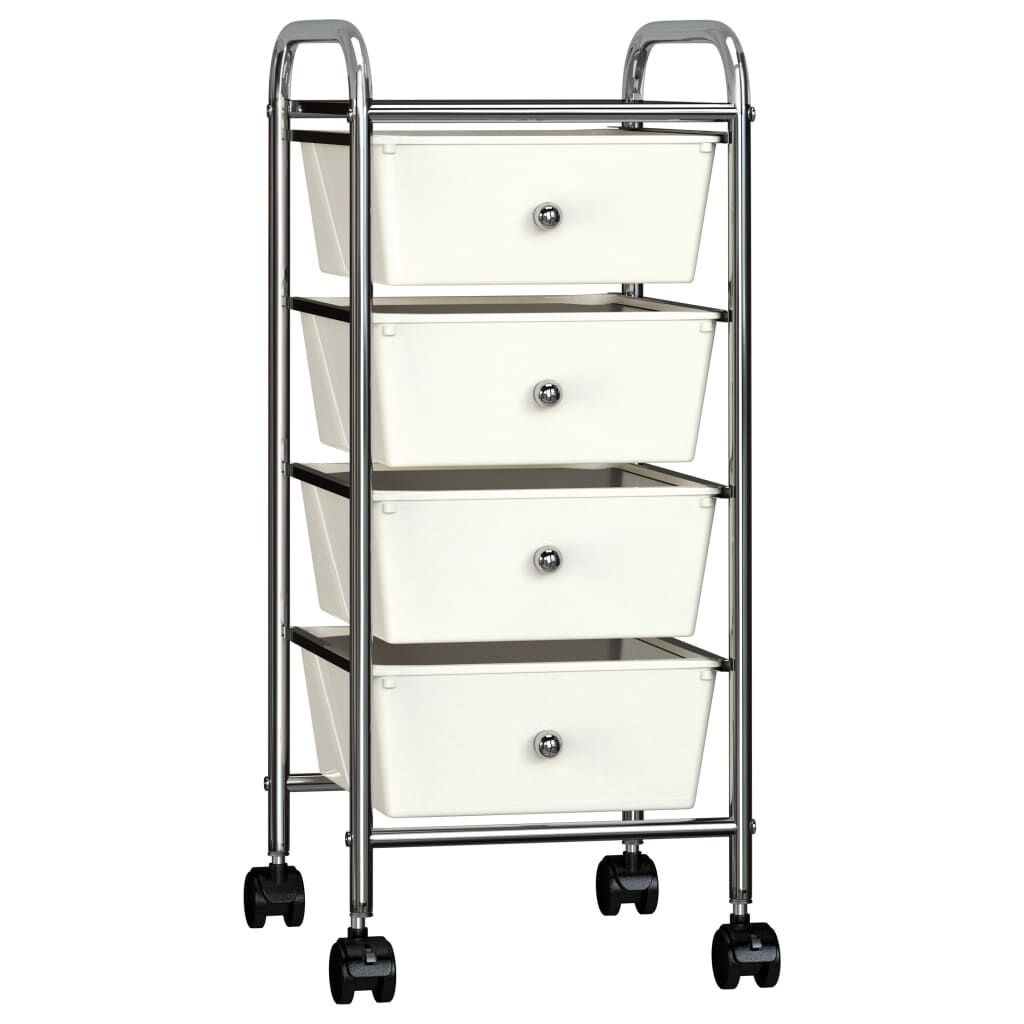 VidaXL Opbergtrolley Wit met 4 Lades - 35% Korting! Ongebruikt!