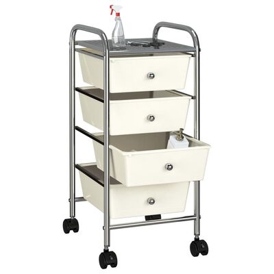 VidaXL Opbergtrolley Wit met 4 Lades - 35% Korting! Ongebruikt!
