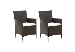 VidaXL Tuinstoelen 2x Poly Rattan Bruin met Kussens - 61% Korting!