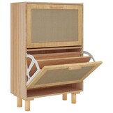 VidaXL Schoenenkast Bruin - 40% Korting! Bewerkt Hout & Rattan - 52x25x80cm