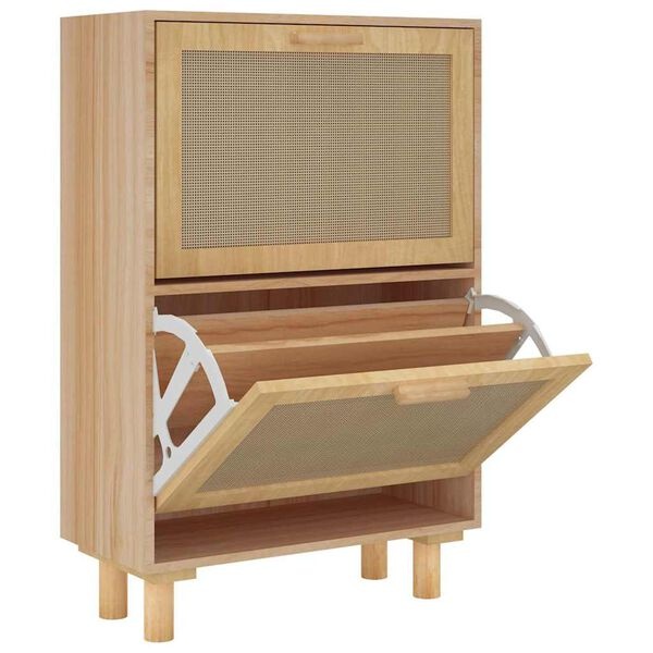 VidaXL Schoenenkast Bruin - 40% Korting! Bewerkt Hout & Rattan - 52x25x80cm