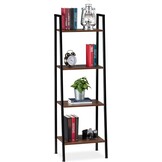 Open Boekenkast met 4 Schappen - Bruin & Zwart | 40% Korting!