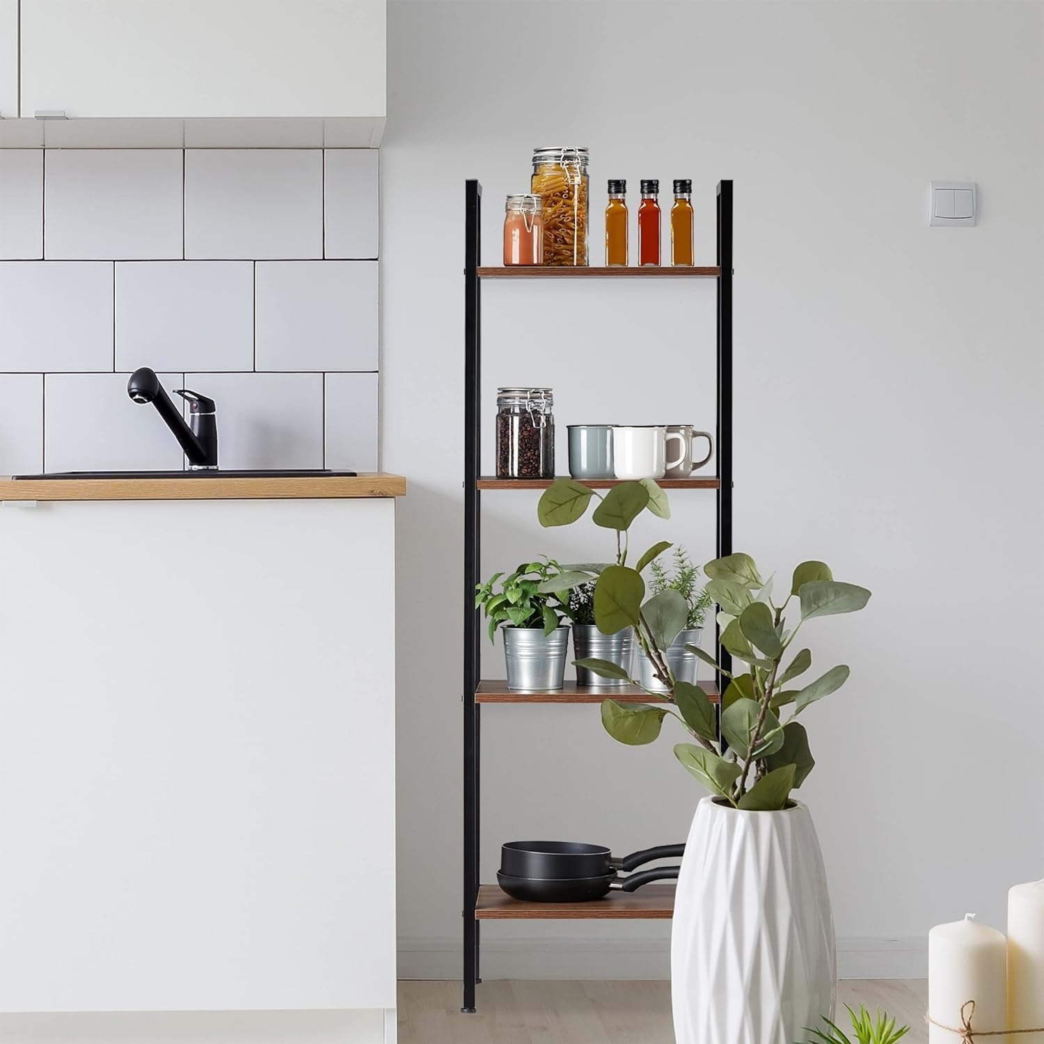 Open Boekenkast met 4 Schappen - Bruin & Zwart | 40% Korting!